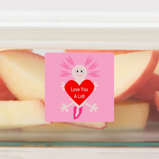 Valentijnsdag Love Heart Axolotl Labels (Aangebracht)