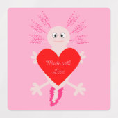 Valentijnsdag Love Heart Axolotl Made with Love Labels (Design 2)