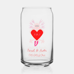 Valentijnsdag Love Heart Axolotl Monogrammen Blikvorm Glas