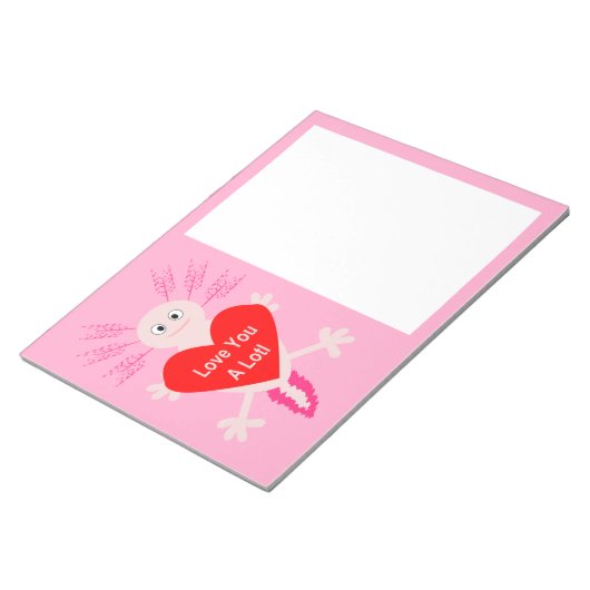 Valentijnsdag Love Heart Axolotl Notitieblok (Schuin)