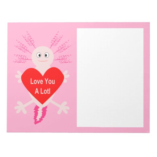 Valentijnsdag Love Heart Axolotl Notitieblok (Voorkant)