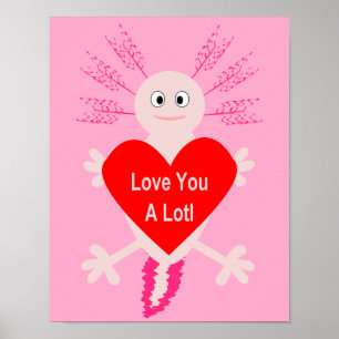 Valentijnsdag Love Heart Axolotl Poster