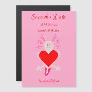 Valentijnsdag Love Heart Axolotl Save the Date Magnetische Uitnodiging