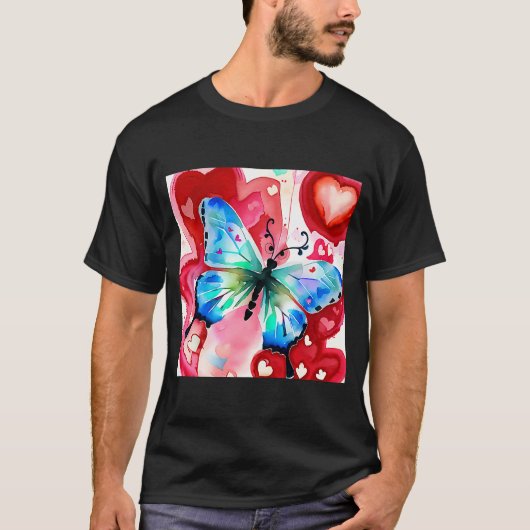 Valentijnsdag Love Heart Butterfly Vriendin Fi T-shirt (Voorkant)
