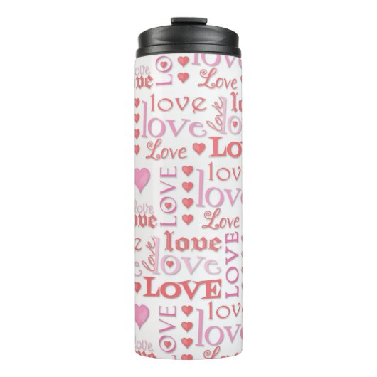 Valentijnsdag Love Heart Calligraphy Script Thermosbeker (Voorkant)