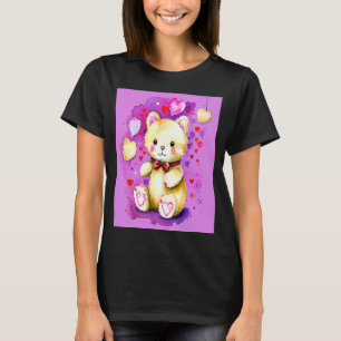 Valentijnsdag Love Heart Cat Teddy Vriendin Fi T-shirt