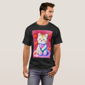Valentijnsdag Love Heart Cat Teddy Vriendin Fi T-shirt (Voorkant volledig)