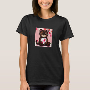 Valentijnsdag Love Heart Cat Teddy Vriendin Fi T-shirt