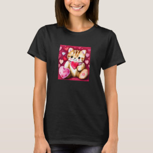 Valentijnsdag Love Heart Cat Teddy Vriendin Fi T-shirt