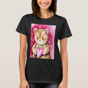 Valentijnsdag Love Heart Cat Teddy Vriendin Fi T-shirt