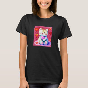 Valentijnsdag Love Heart Cat Teddy Vriendin Fi T-shirt