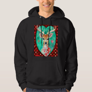 Valentijnsdag Love Heart Cute Deer Vriendin Fi Hoodie