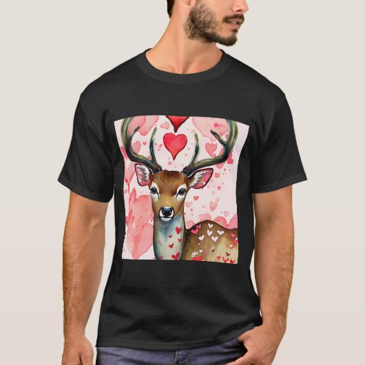 Valentijnsdag Love Heart Cute Deer Vriendin Fi T-shirt (Voorkant)