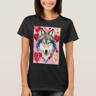 Valentijnsdag Love Heart Cute Wolf Vriendin Fi T-shirt