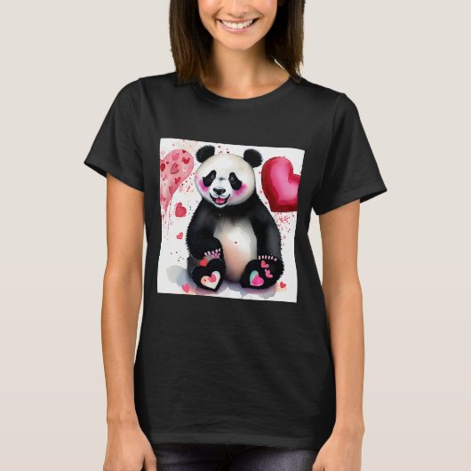 Valentijnsdag Love Heart Panda Vriendin Fiancé T-shirt (Voorkant)