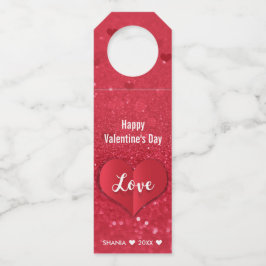 Valentijnsdag Love Heart Red Glitter Flessenhanger