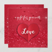 Valentijnsdag Love Heart Red Glitter Gift Kaart (Voorkant / Achterkant)