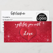 Valentijnsdag Love Heart Red Glitter Gift Kaart (Voorkant / Achterkant)