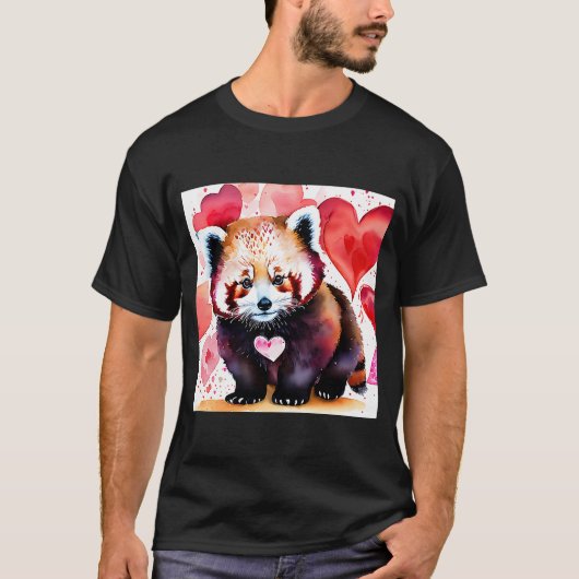 Valentijnsdag Love Heart Red Panda Vriendin Fi T-shirt (Voorkant)