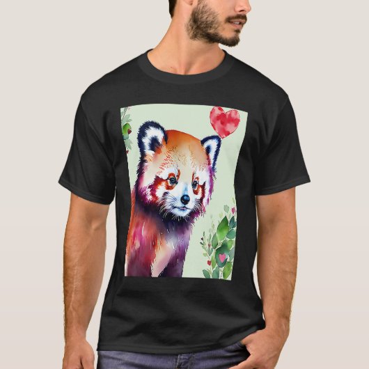 Valentijnsdag Love Heart Red Panda Vriendin Fi T-shirt (Voorkant)
