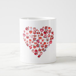 Valentijnsdag Love Heart Shape Coffee Design Grote Koffiekop