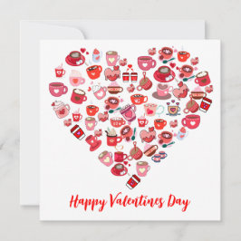 Valentijnsdag Love Heart Shape Coffee Design Kaart