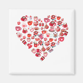 Valentijnsdag Love Heart Shape Coffee Design Magneet
