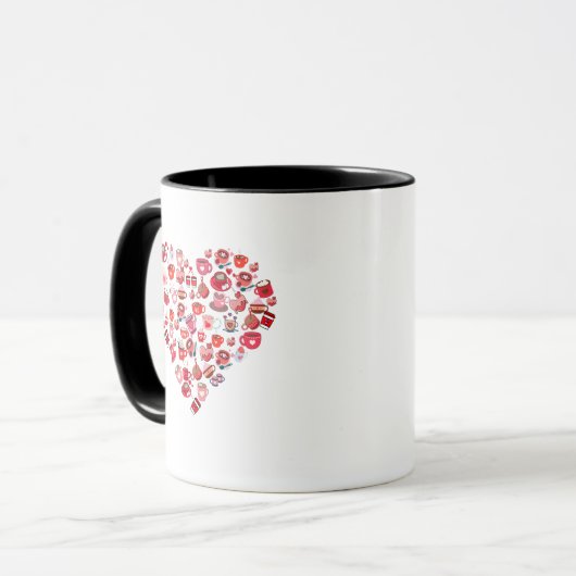 Valentijnsdag Love Heart Shape Coffee Design Mok (Voorkant links)