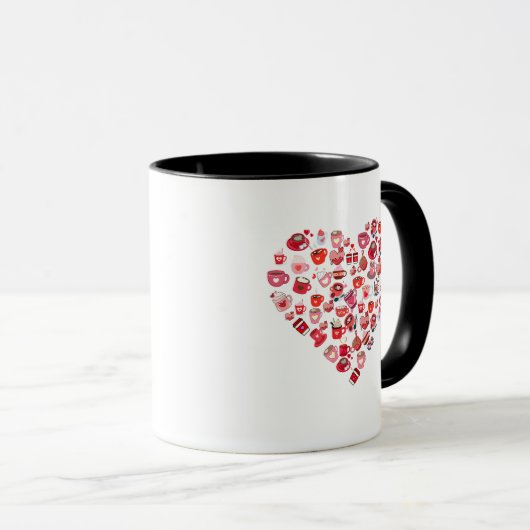 Valentijnsdag Love Heart Shape Coffee Design Mok (Voorkant rechts)