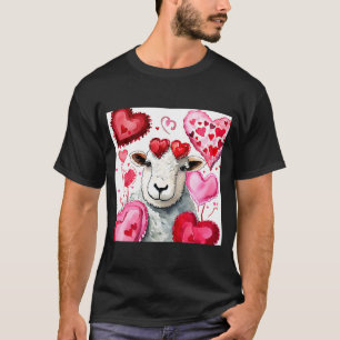 Valentijnsdag Love Heart Sheep Vriendin Fiancé T-shirt