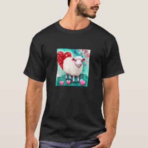 Valentijnsdag Love Heart Sheep Vriendin Fiancé T-shirt