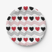 Valentijnsdag Love Hearts Chevron Stripe Party Papieren Bordje (Voorkant)