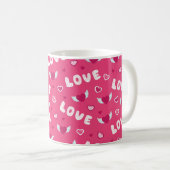Valentijnsdag Love Hearts Pink Red Pattern Koffiemok (Voorkant rechts)