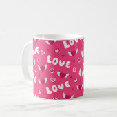 Valentijnsdag Love Hearts Pink Red Pattern Koffiemok (Voorkant links)