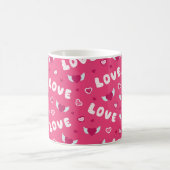 Valentijnsdag Love Hearts Pink Red Pattern Koffiemok (Center)