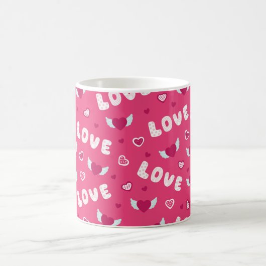 Valentijnsdag Love Hearts Pink Red Pattern Koffiemok (Center)