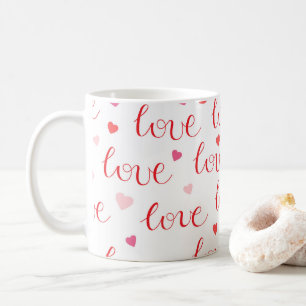 Valentijnsdag Love Hearts Red Pink Pattern Koffiemok