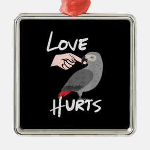 Valentijnsdag Love Hurts African Gray Parrot Metalen Ornament