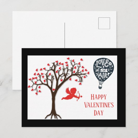 Valentijnsdag Love is in Air Cupid Briefkaart (Voorkant / Achterkant)