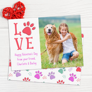 Valentijnsdag LOVE Modern Pet Dog Photo Classroom Notitiekaartje