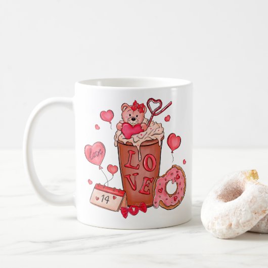 Valentijnsdag Love Mok (Met donut)