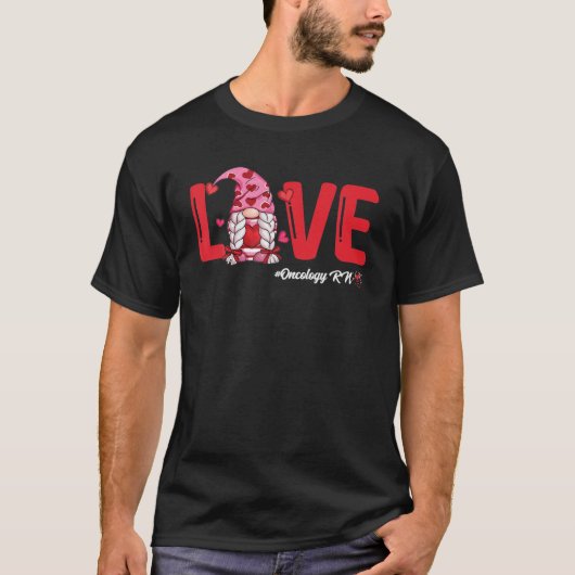 Valentijnsdag Love Oncology RN Women Nursing Gnom T-shirt (Voorkant)