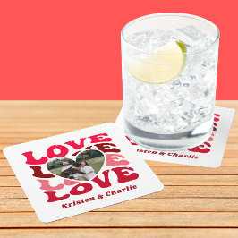 Valentijnsdag Love Paar Custom Foto Drink Kartonnen Onderzetters