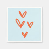 Valentijnsdag Love Pastel Blauw en Rood Servet (Voorkant)