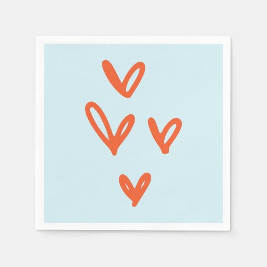 Valentijnsdag Love Pastel Blauw en Rood Servet (Voorkant)