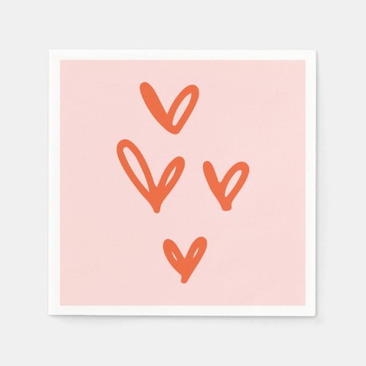 Valentijnsdag Love Pastel Roze en Rood Servet (Voorkant)