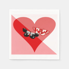 Valentijnsdag Love Pattern met twee vlinders Servet