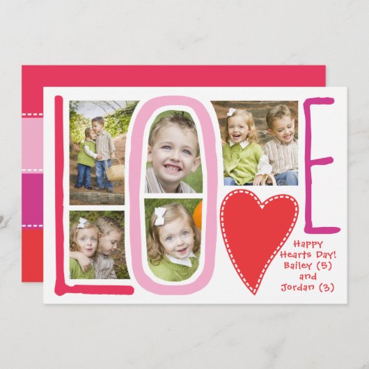 Valentijnsdag Love Photo Collage Card Feestdagenkaart (Voorkant / Achterkant)