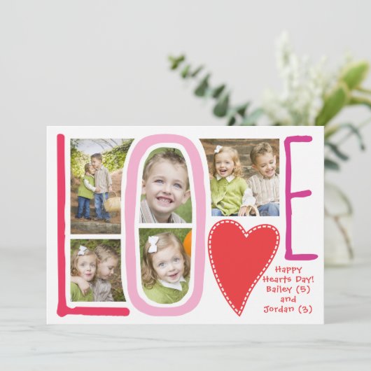 Valentijnsdag Love Photo Collage Card Feestdagenkaart (Staand voorkant)