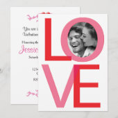 Valentijnsdag LOVE Photo Verloving Invitation 2 Kaart (Voorkant / Achterkant)